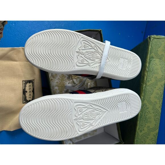 Gucci Ace Supreme GG Guccissima Logo Web Stripe Flat Sneakers Shoes size 6.5 - Picture 2 of 7